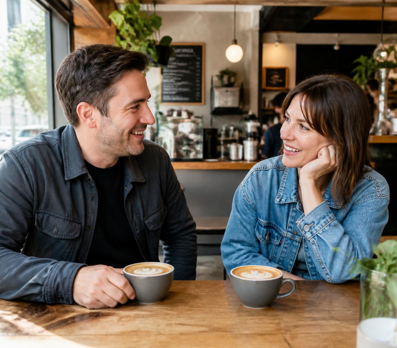 Two lattes on a sunlit café table in Vancouver